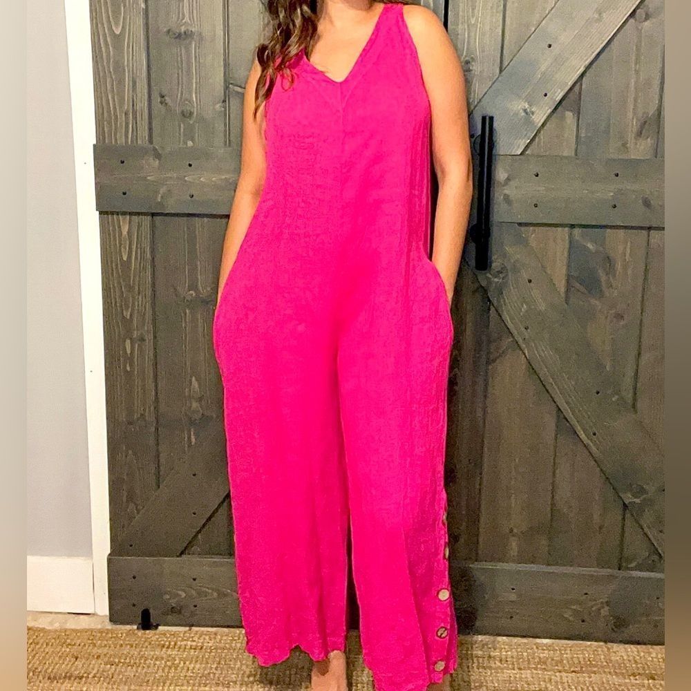 Hot Pink Italian Linen Jumpsuit